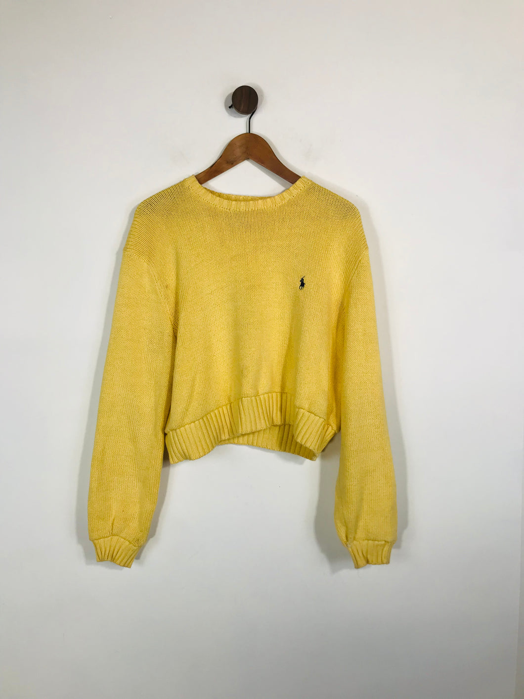 Ralph Lauren Women's Cotton Polo Crop Jumper | M UK10-12 | Yellow