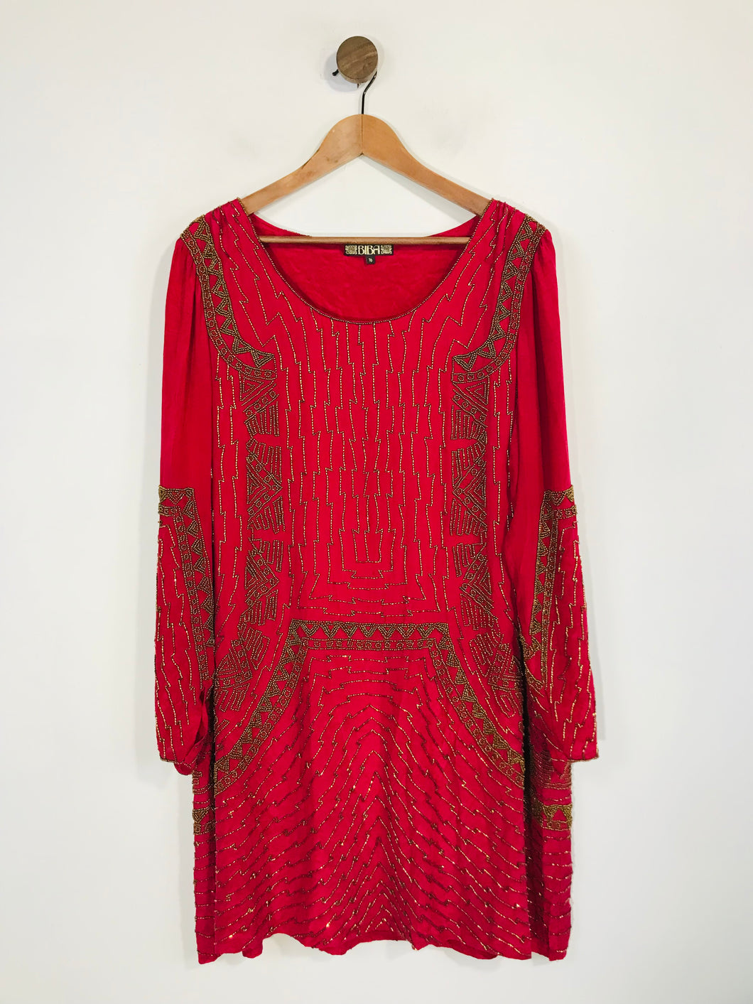Biba Women's Embroidered Shift Dress | UK16 | Red
