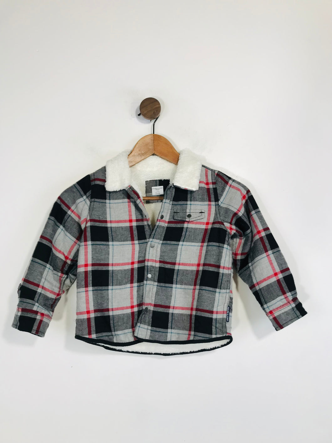 Polarn O. Pyret Kid's Check Fleece Lined Button-Up Shirt | 3-4 Years | Multicoloured
