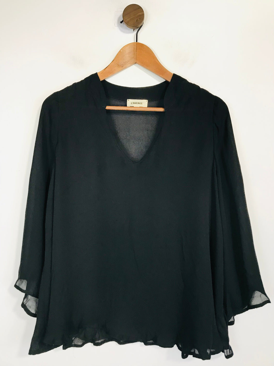 L’agence Women's Silk Sheer Blouse | M UK10-12 | Black