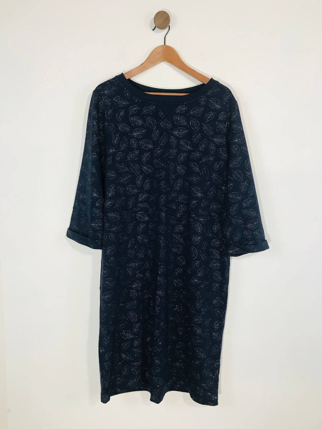 Boden Women's Leaf Print Jumper Shirt Dress | UK20 | Blue