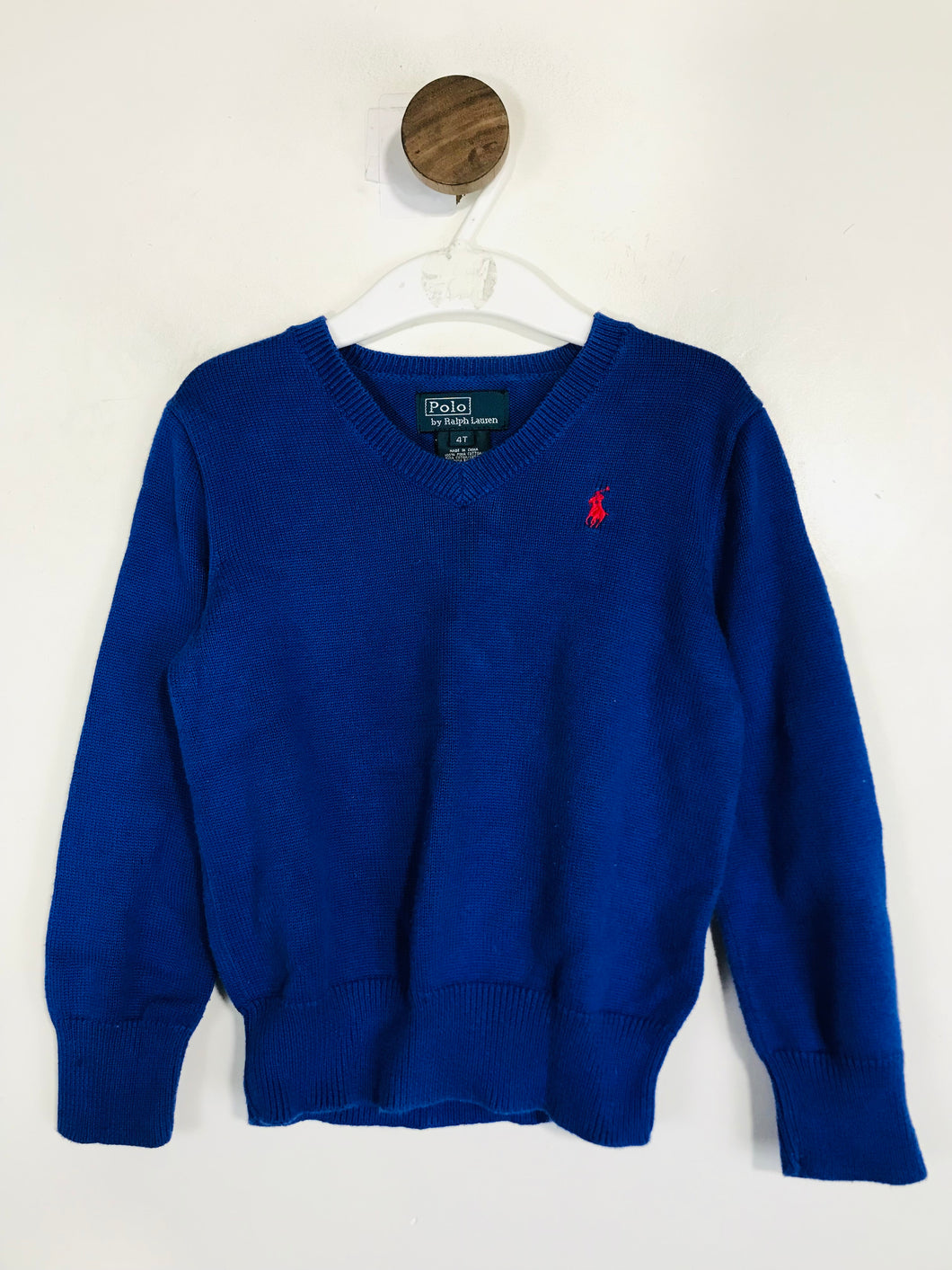 Ralph Lauren Kid's Knit V-Neck Jumper | 4 Years | Blue