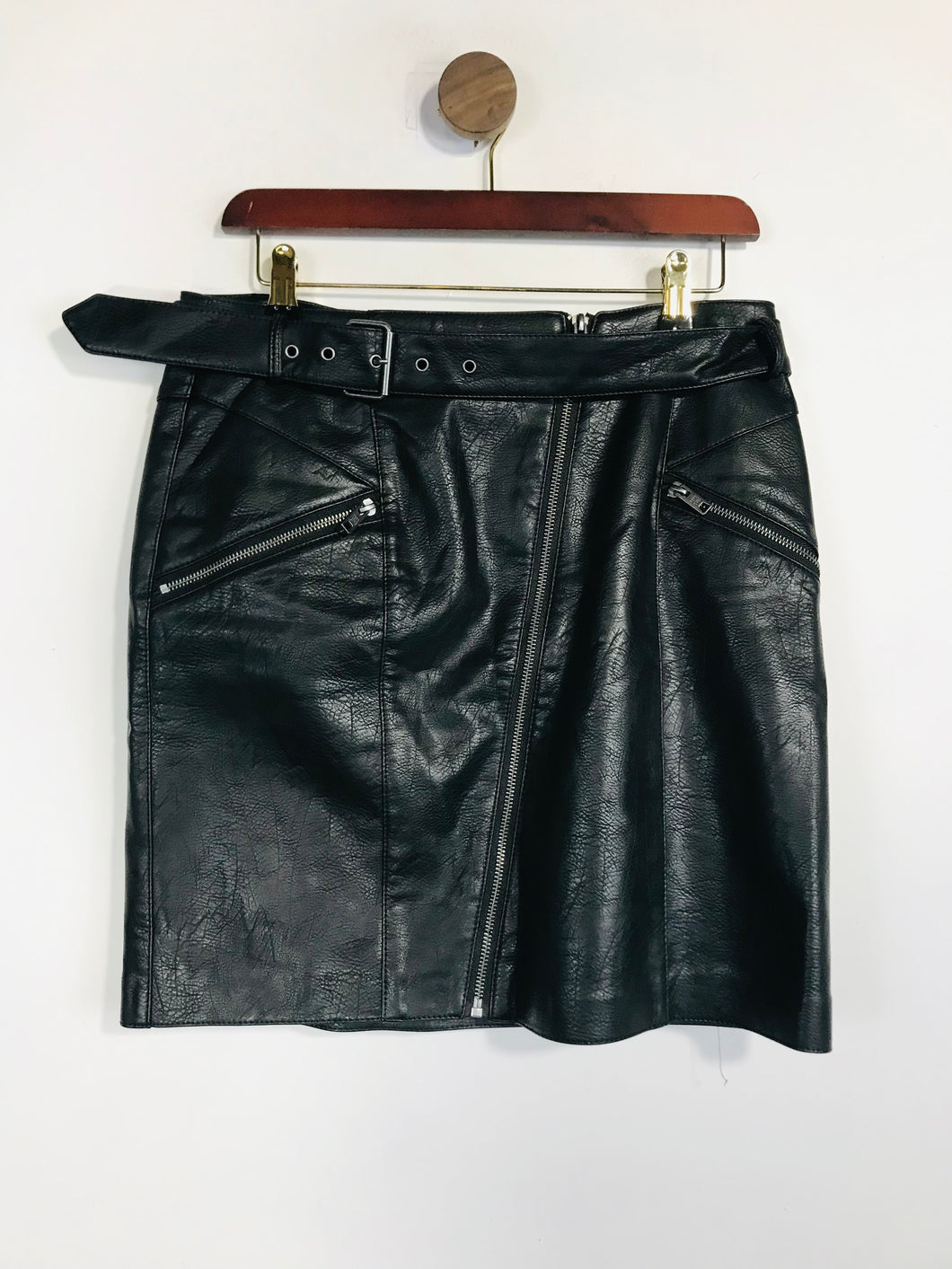Pepe Jeans Women's Faux Leather High Waist Mini Skirt | L UK14 | Black
