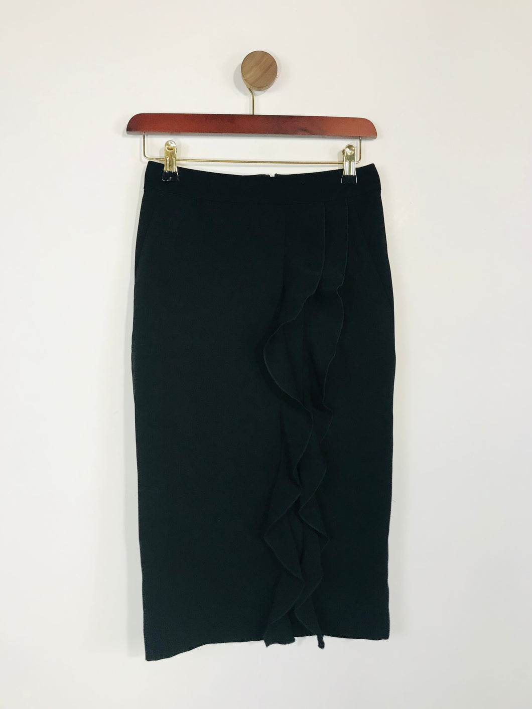 Uniqlo Carine Roitfeld Women's Ruched Wrap Pencil Skirt | W24 UK6 | Black