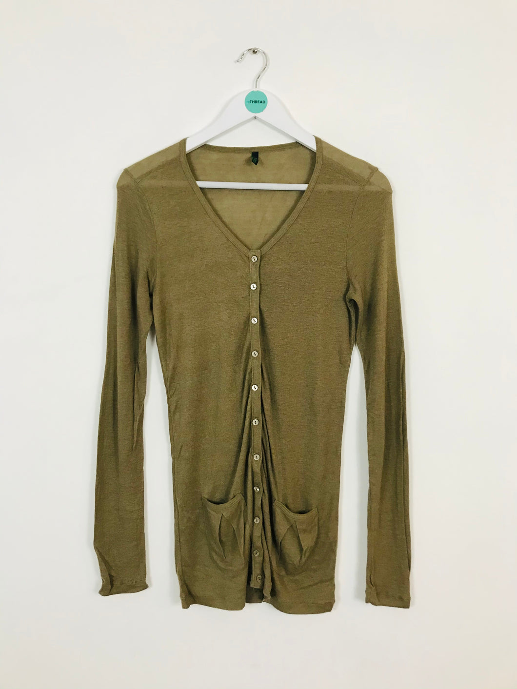 Benetton Women’s Thin Knit Cardigan | UK 8 | Khaki Green