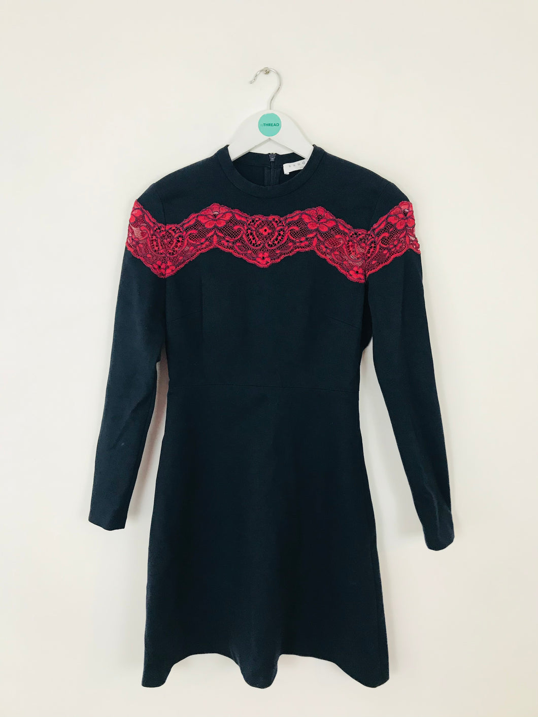 Sandro Women’s Long Sleeve Lace Mini Dress | 1 UK8 | Black Red