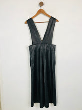 Load image into Gallery viewer, Zara Women&#39;s Faux Leather Dungaree Midi Dress NWT | M UK10-12 | Black
