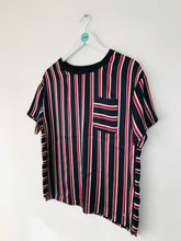 Load image into Gallery viewer, Tommy Hilfiger Women’s Silk Oversized Stripe T-shirt | US4 UK8 | Red Blue
