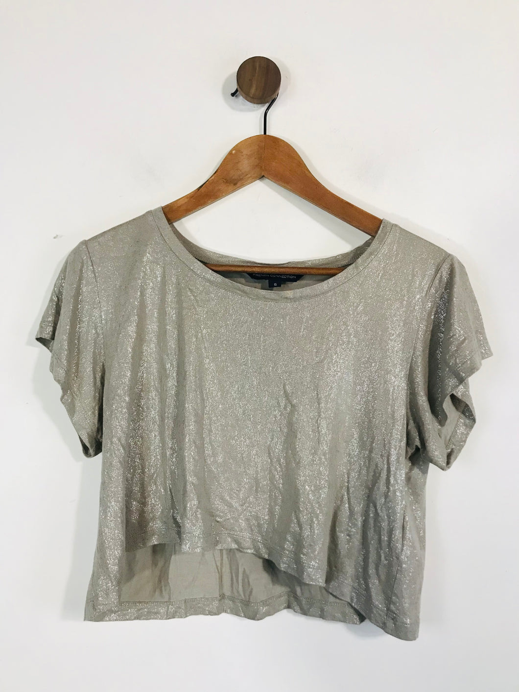 French Connection Women's Crop T-Shirt | S UK8 | Grey