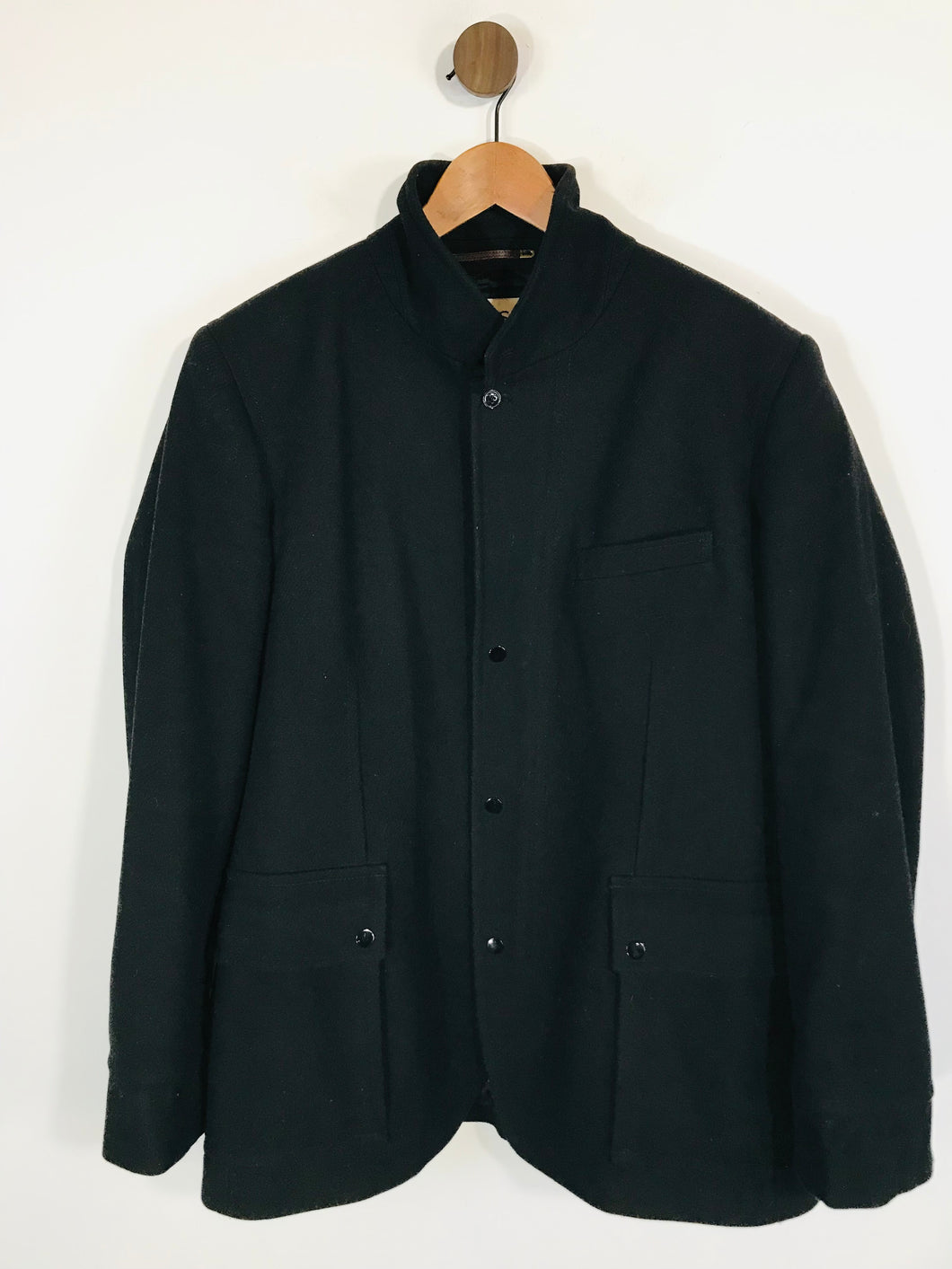 Reiss Men's Wool Zip Peacoat Coat | XL | Black