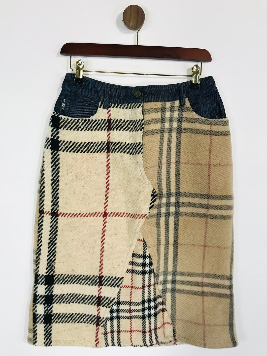 Burberry Women's Knit Nova Check Pencil Skirt | UK10 | Beige