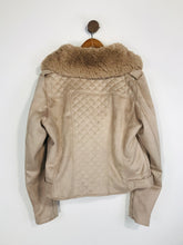 Load image into Gallery viewer, River Island Women&#39;s Faux Fur Biker Jacket | UK16 | Beige
