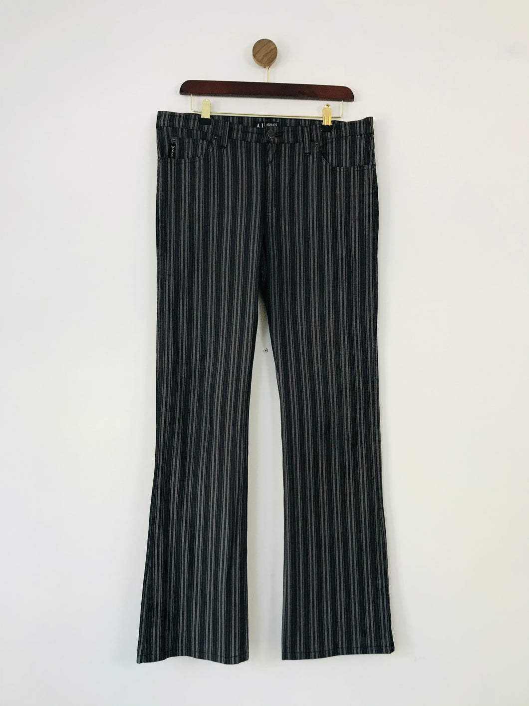 Armani Jeans Women's Striped Bootcut Jeans | 32 | Grey