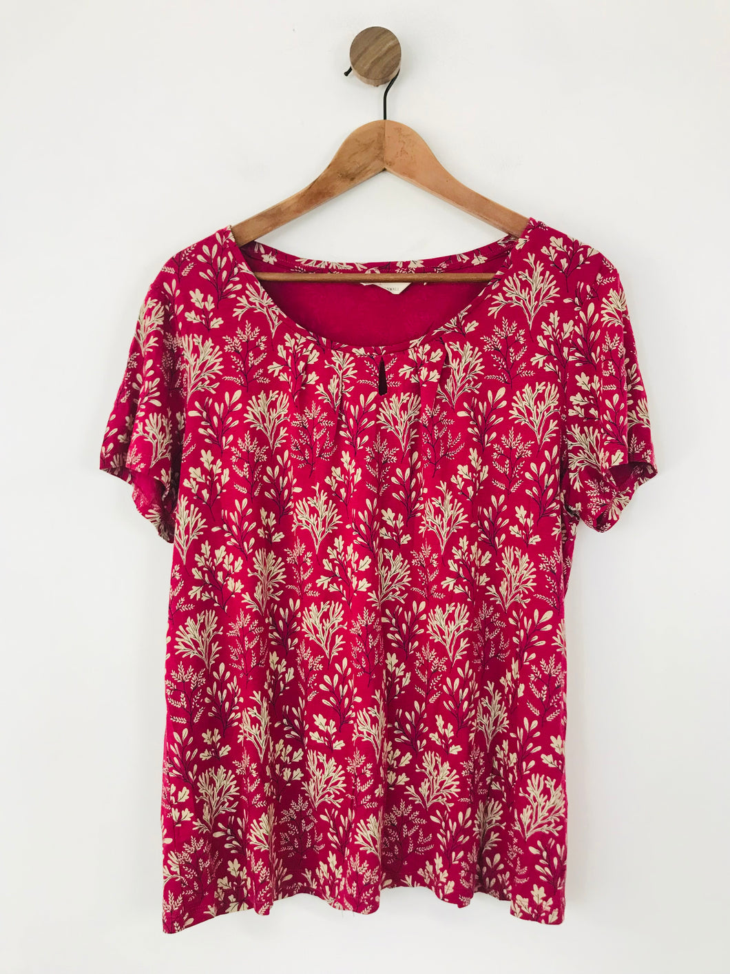 Seasalt Women's Dark Pink Tree Pattern T-Shirt | UK16 | Pink