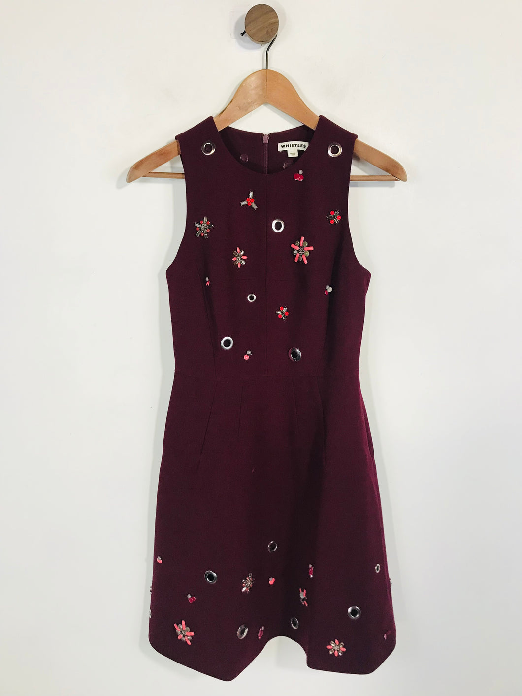 Whistles Women's Floral Beaded A-Line Dress | UK6 | Red