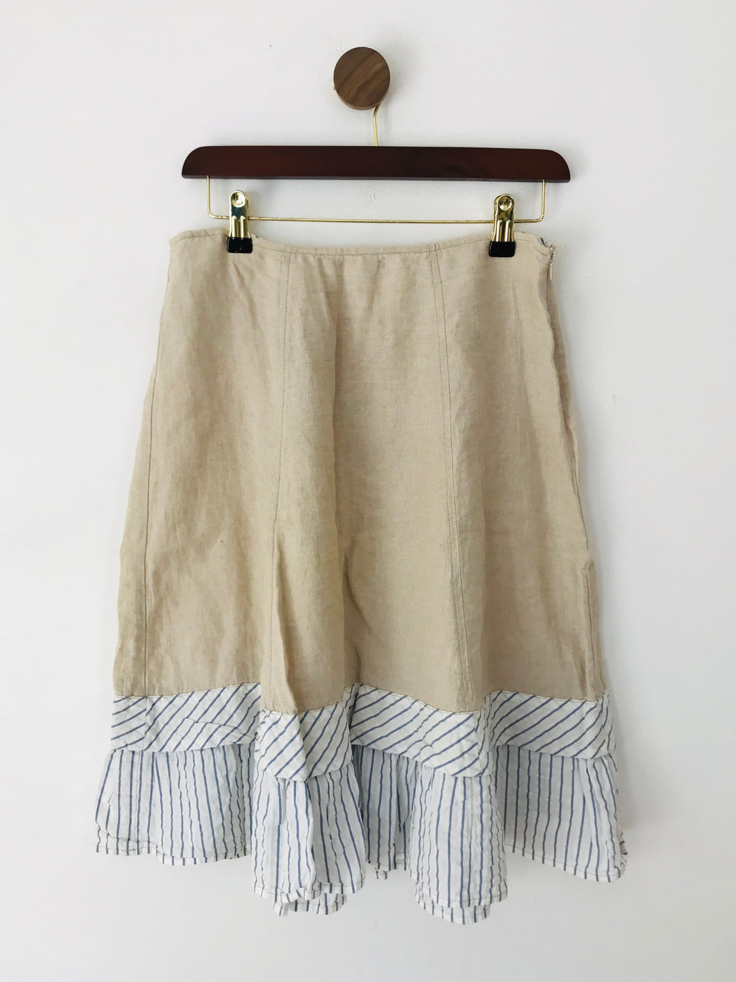 Pennyblack Women's Striped Frill A-Line Skirt | UK10 | Beige
