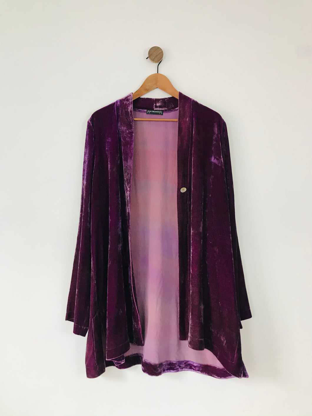 Ann Trewartha Women’s Velvet Hand-Dyed Longline Cardigan | UK18 | Purple
