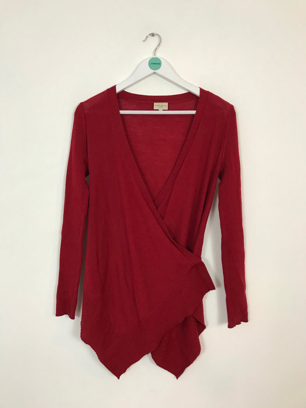 Karen Millen Women’s Wrap Wool Knit Cardigan | 2 UK10 | Red
