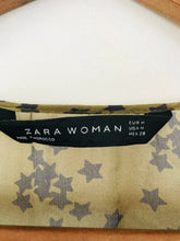 Load image into Gallery viewer, Zara Women’s Star Print Oversized Sheer Blouse | M UK12 | Green

