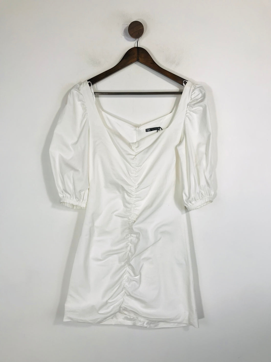 Zara Women's Ruched Mini Dress | M UK10-12 | White
