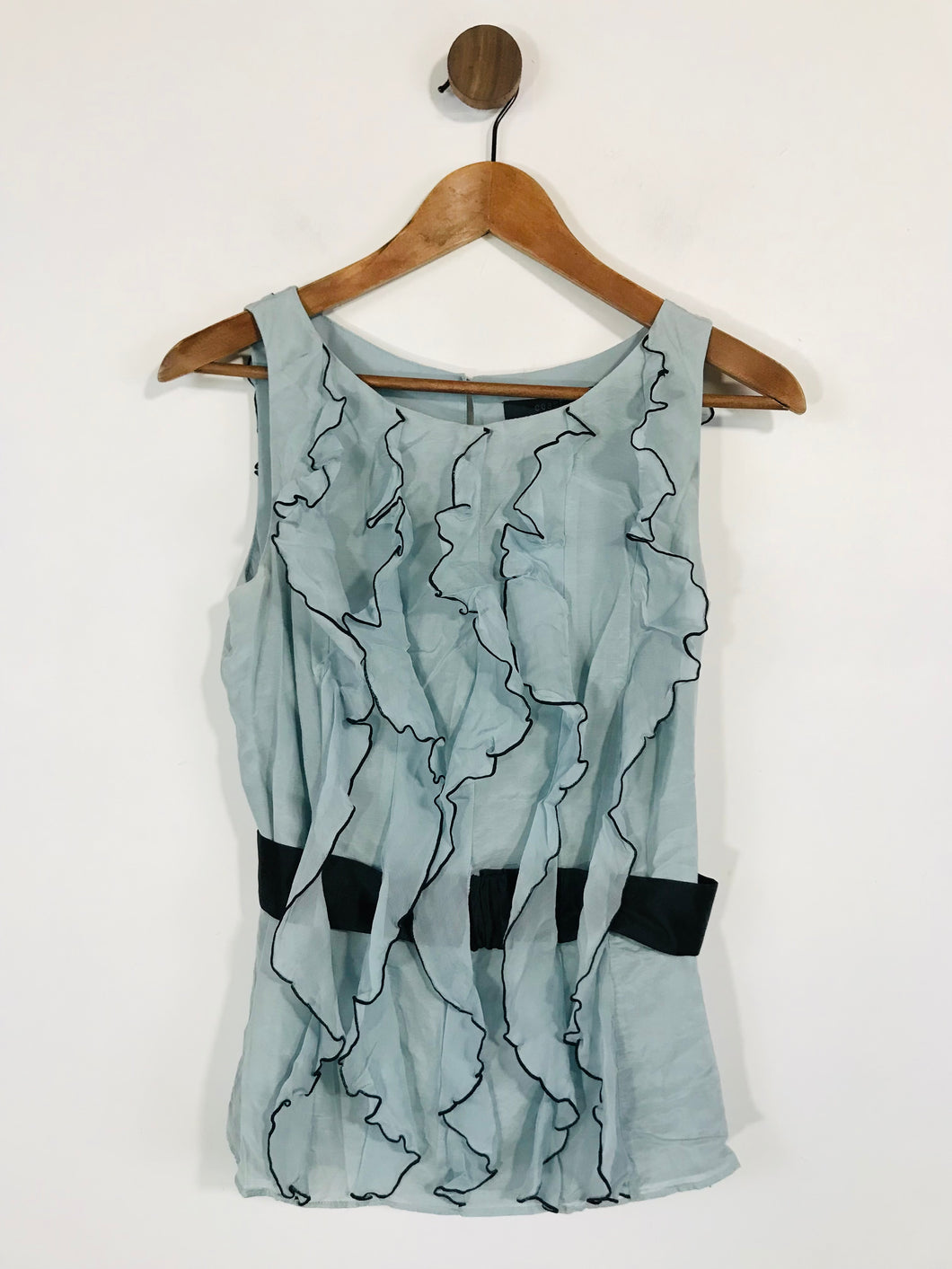 Coast Women's Silk Ruffle Belted Blouse | UK8 | Blue