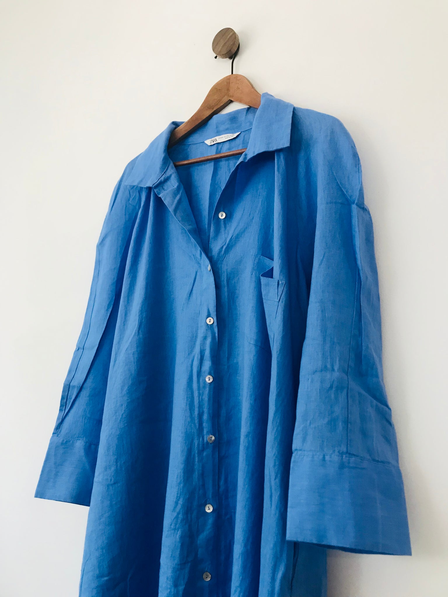 Zara Women's Linen Maxi Shirt Dress | XXL UK18 | Blue ReThread Zara Women's Linen Maxi Shirt Dress | XXL UK18 | Blue ReThread