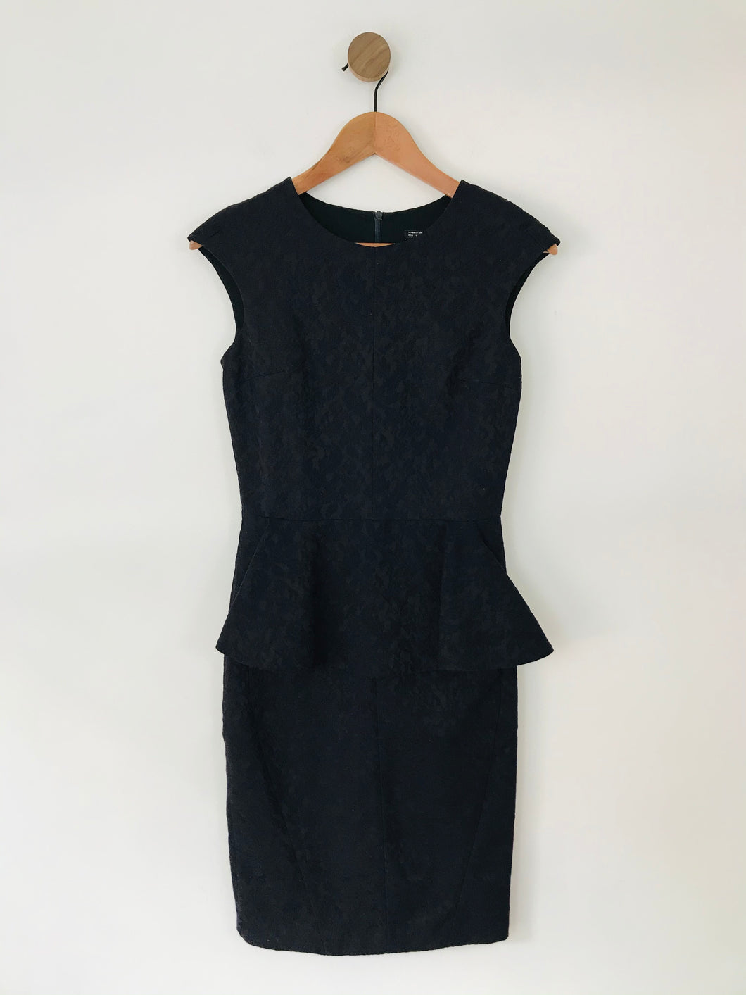 Zara Women's Ruffle peplum Sheath Dress | XS UK6-8 | Black