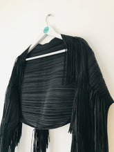 Load image into Gallery viewer, Issey Miyake Pleats Please Pleated Fringe Shawl Wrap | 4 | Black
