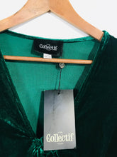 Load image into Gallery viewer, Collectif Women&#39;s Velvet Blouse NWT | UK10 | Green
