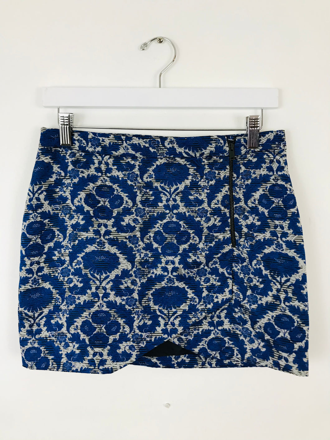 Zara Women’s Floral Wrap Zip Mini Skirt | S | Blue
