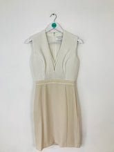 Load image into Gallery viewer, Reiss Women’s V Neck Pin-Tuck Sheath Mini Dress | UK8 | Cream White
