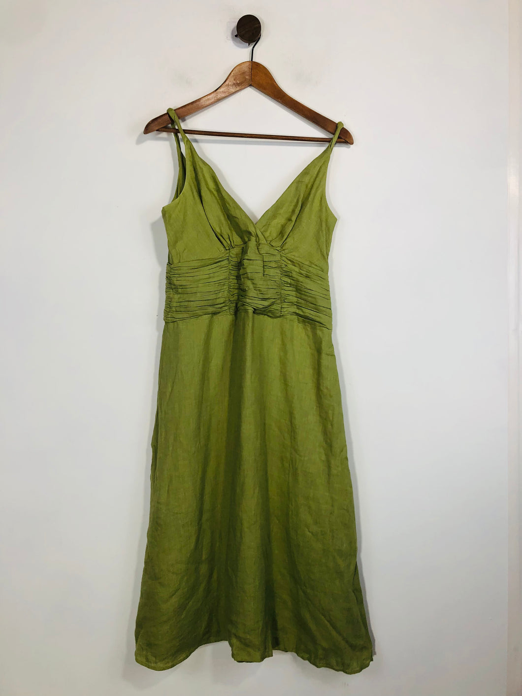 Kew Women's Linen Ruched A-Line Dress | UK12 | Green