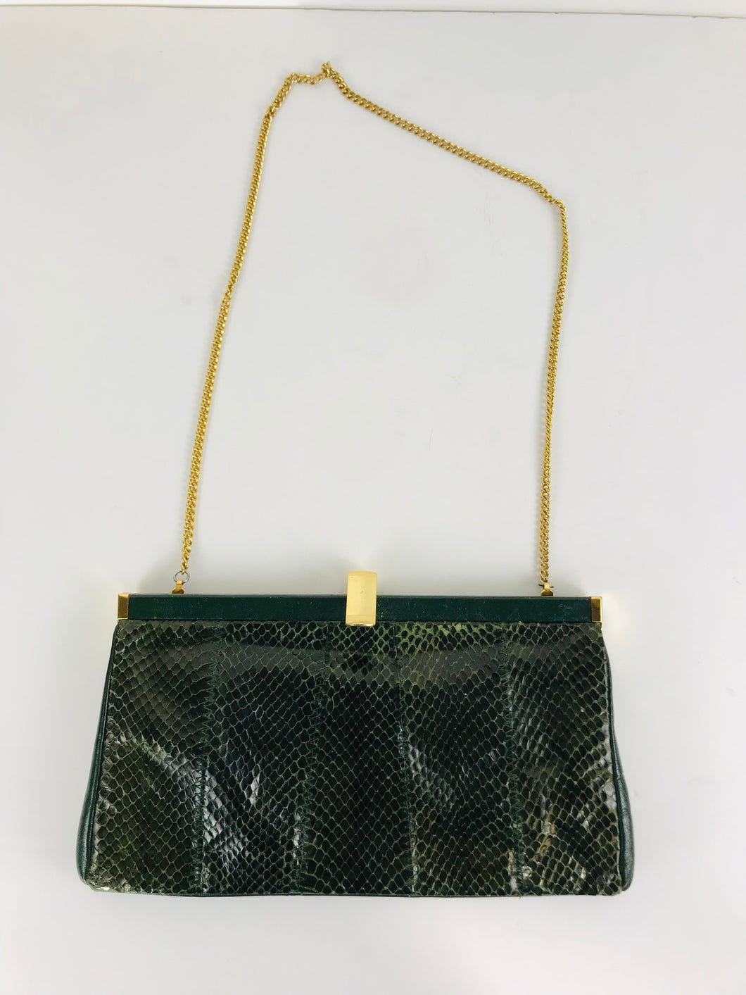 Jane Shilton Women's Snakeskin Vintage Clutch Bag | OS | Green