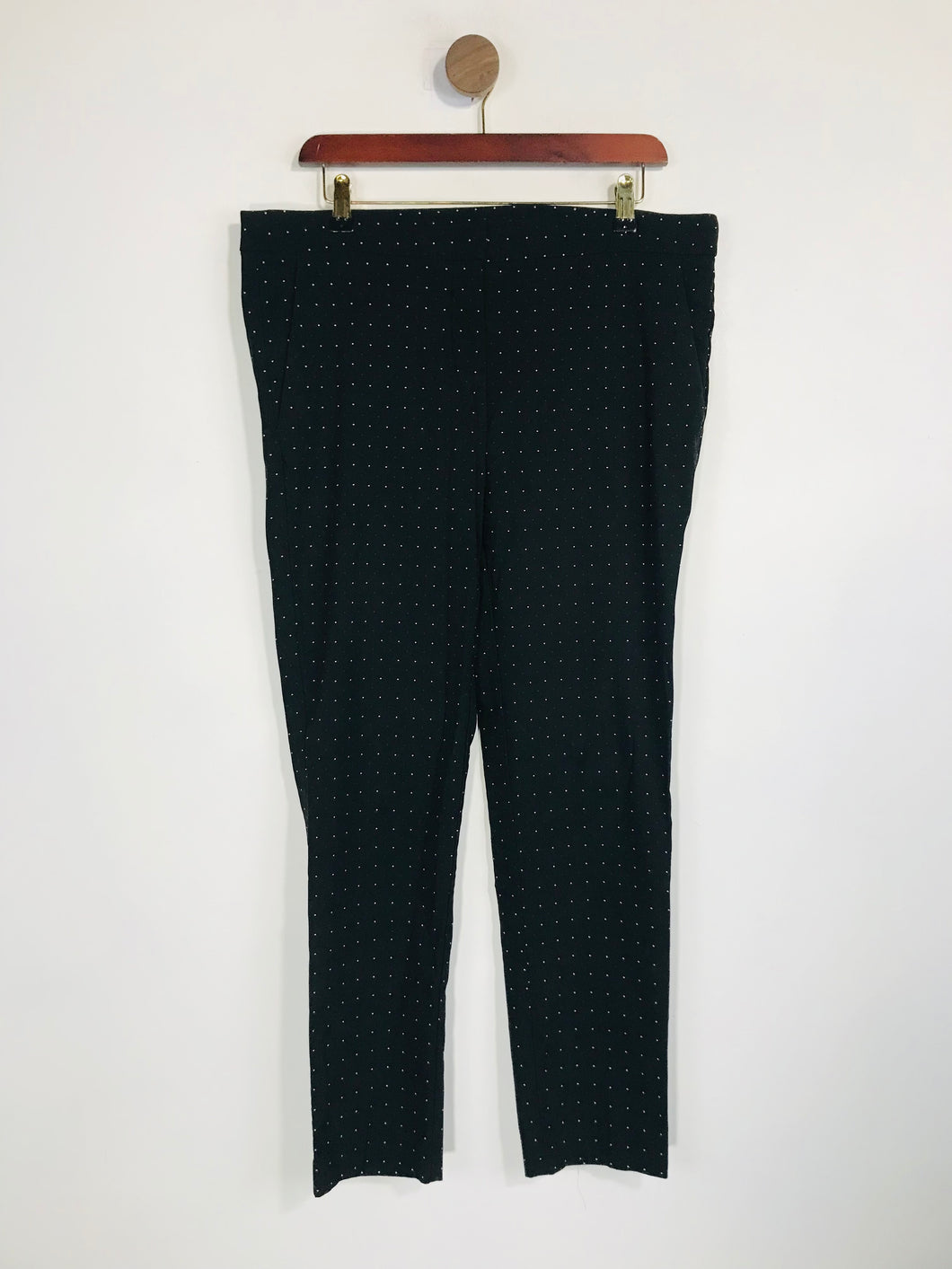 Zara Women's Polka Dot High Waist Smart Trousers | XL UK16 | Black