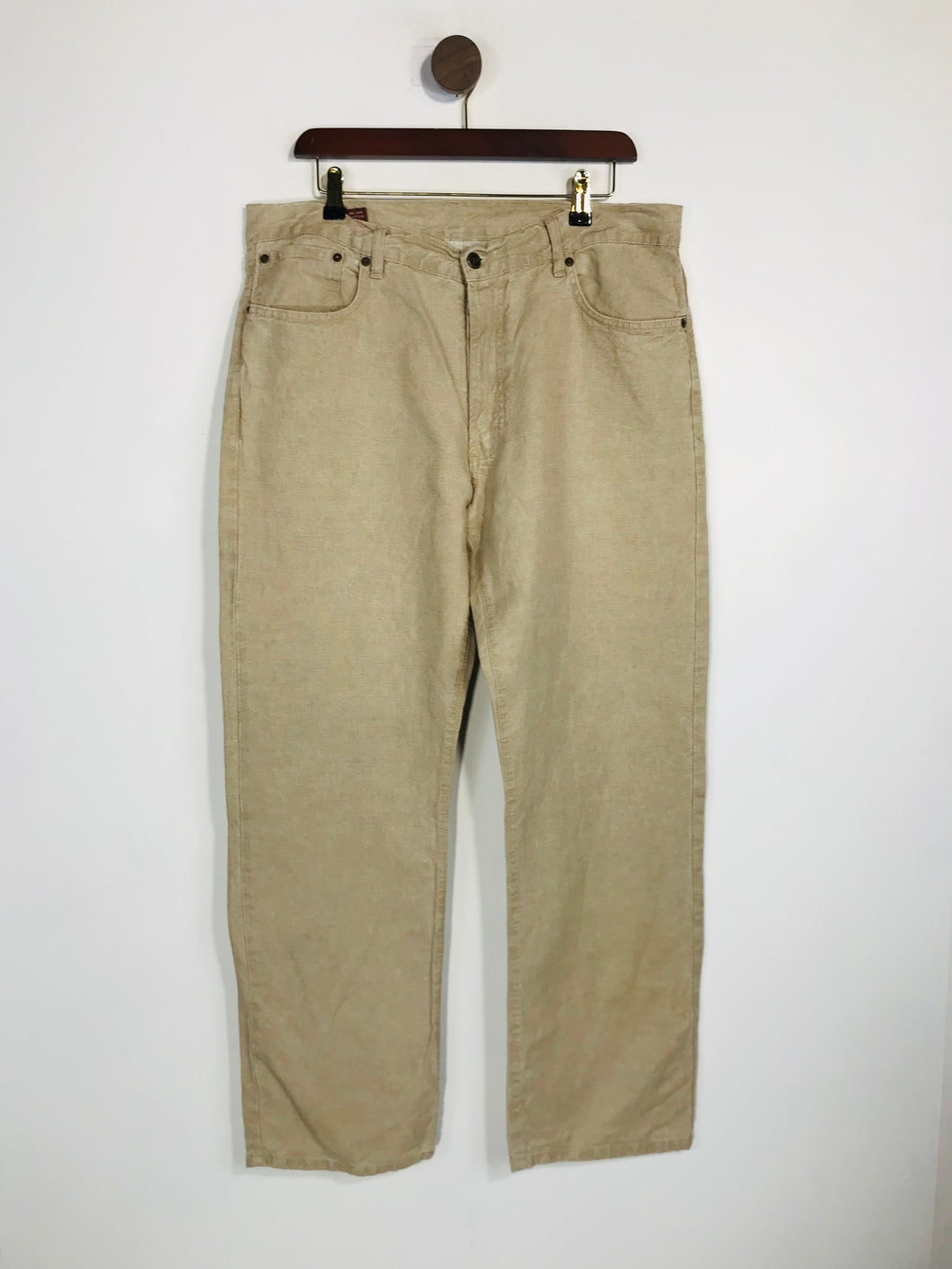 Marlboro Classics Men's Linen Chinos Trousers | W36 L32 | Beige