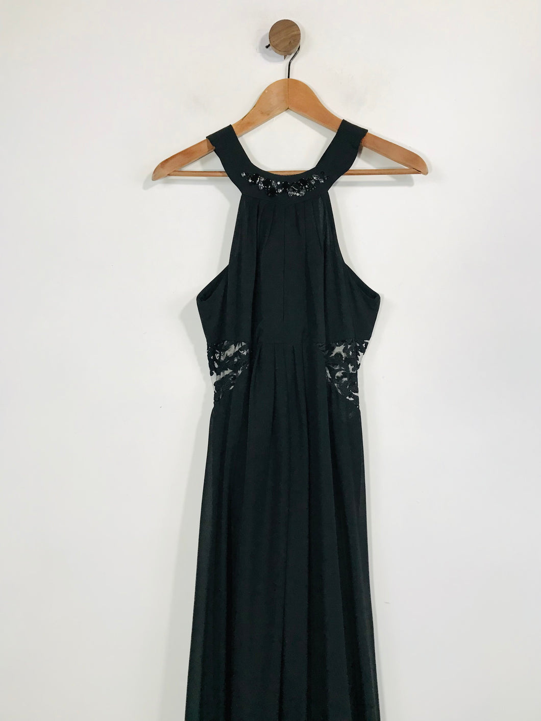 Pinko Women's Halter Neck Pleated Evening Dress | UK12 | Black