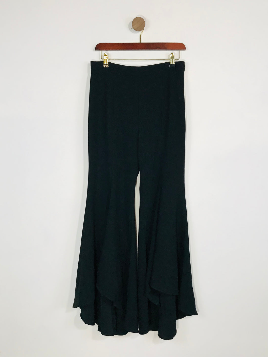 Zara Women's Ruffle Wide Leg Culottes Trousers NWT | M UK10-12 | Black