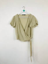 Load image into Gallery viewer, Zara Womens Cropped Wrap Blouse | S | Beige
