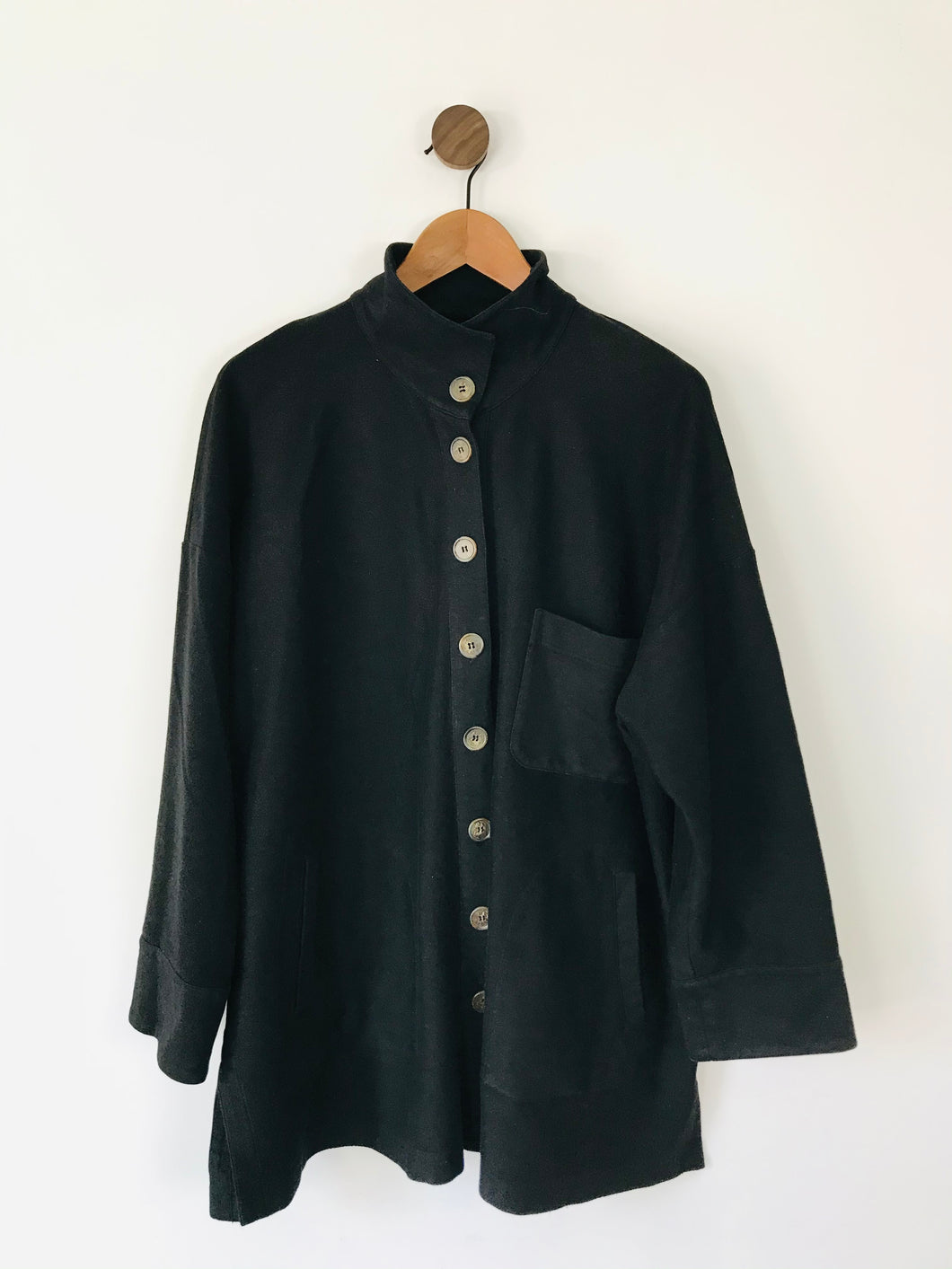Yacco Maricard Women’s Button-up High Neck Japanese Jacket | L-XL UK16-18 | Black