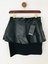 Load image into Gallery viewer, Only Women&#39;s Leather Ruffle Peplum Mini Skirt | UK8 | Black
