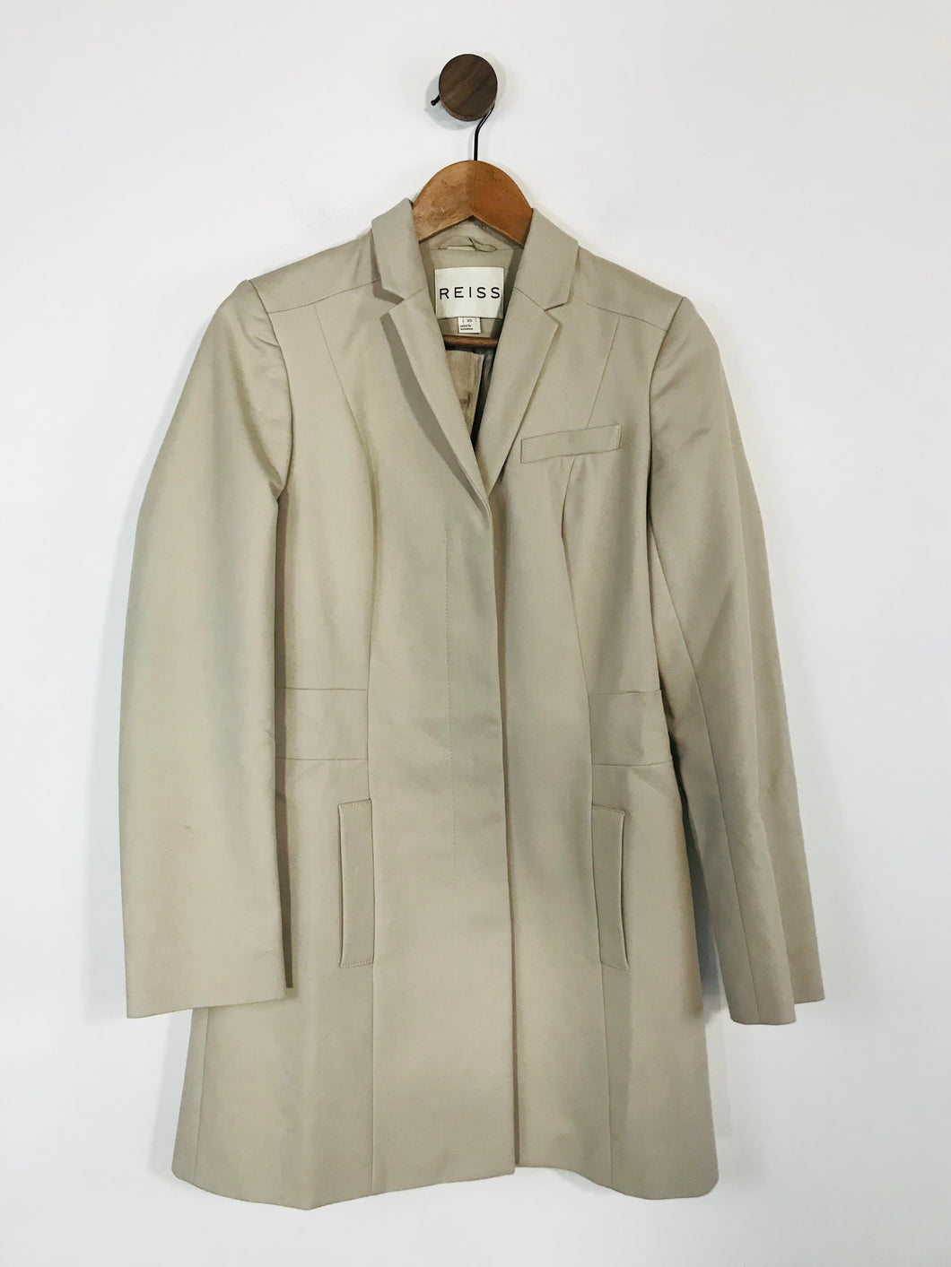 Reiss Women's Cotton Smart Overcoat | XS UK6-8 | Beige