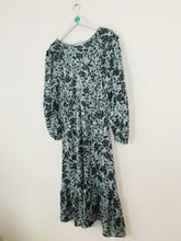 Load image into Gallery viewer, Zara Women’s Floral Ruffle Midi Smock Dress | L | Blue Black

