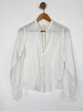 Load image into Gallery viewer, Abercrombie &amp; Fitch Women&#39;s Sheer Collarless Button-Up Shirt | L UK14 | White
