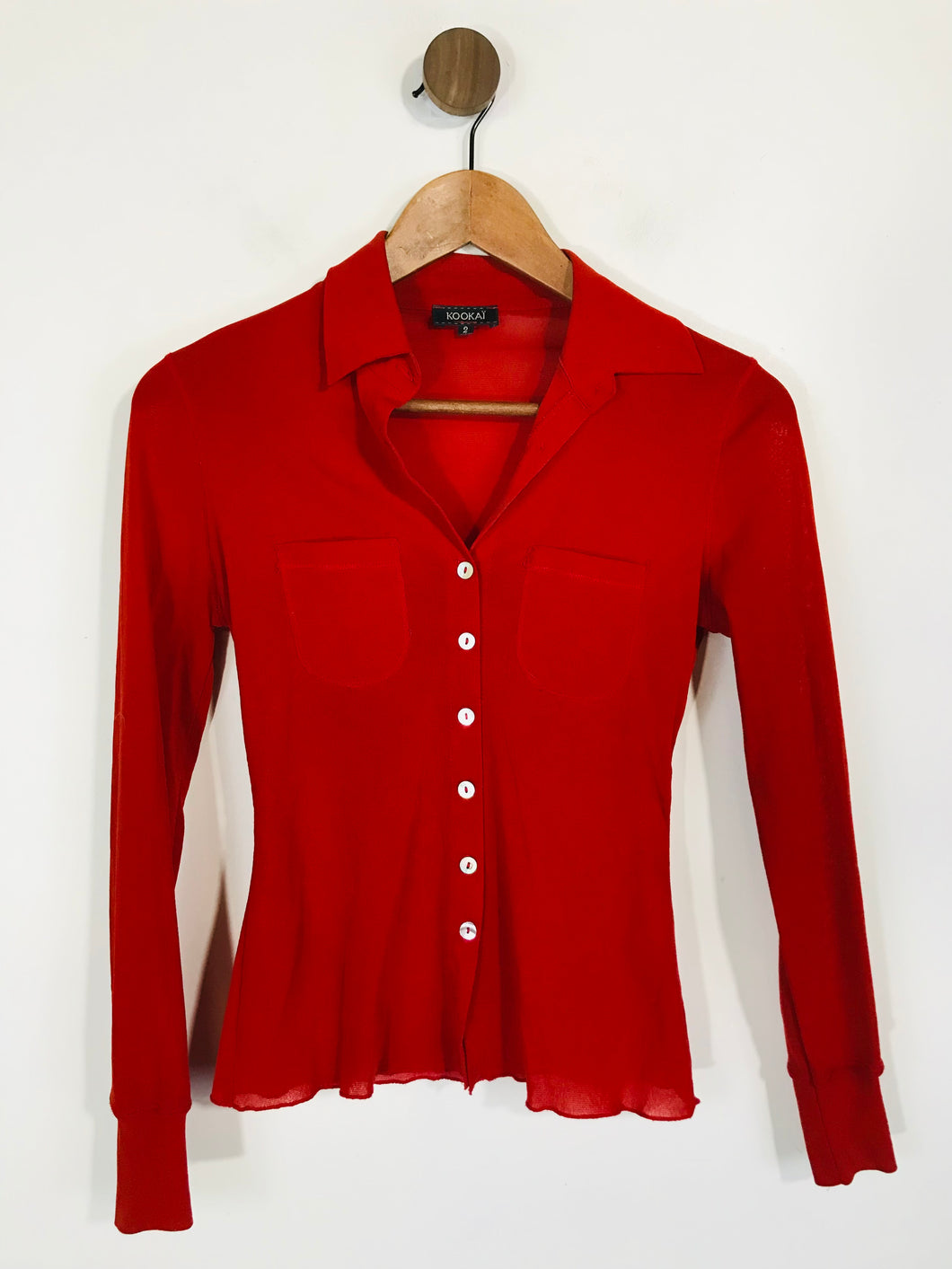 Kookai Women's Sheer Button-Up Shirt | 2 UK10-12 | Red