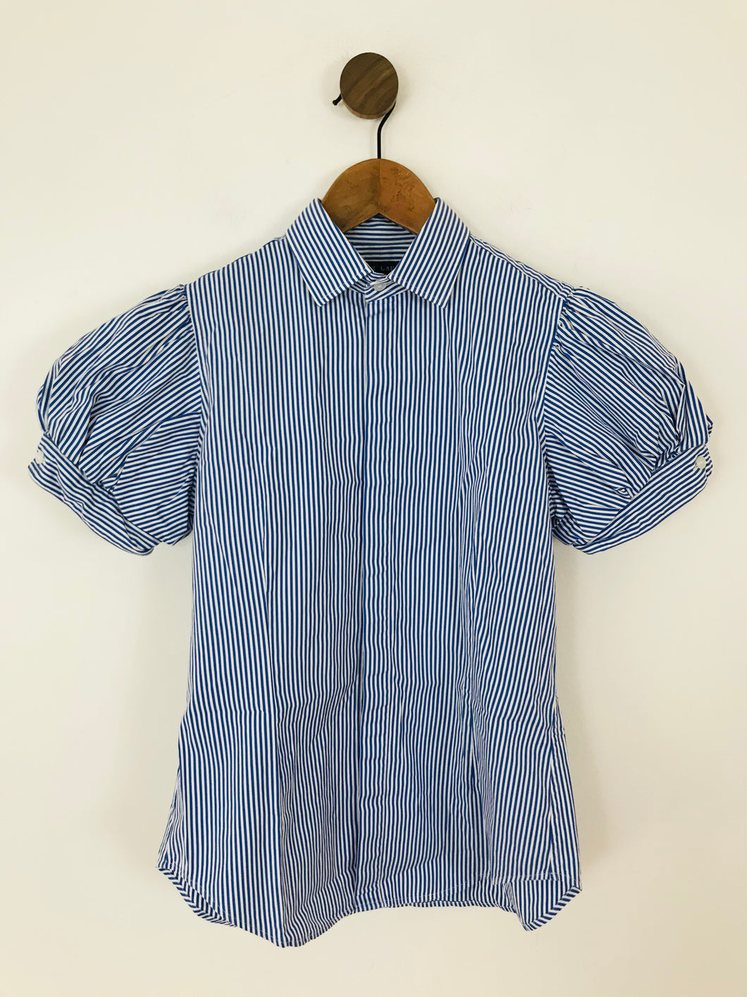 Ralph Lauren Women's Striped Puff Sleeve Button-Up Shirt | UK8 | Blue