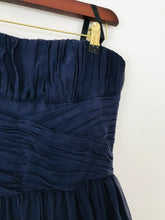 Load image into Gallery viewer, Anne Sui Women&#39;s Silk Strapless A-Line Dress | UK8 | Blue
