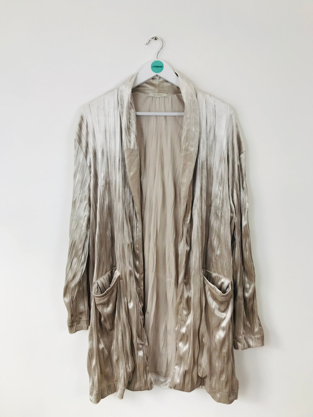Zara Women’s Velvet Cardigan Overcoat | S | Beige