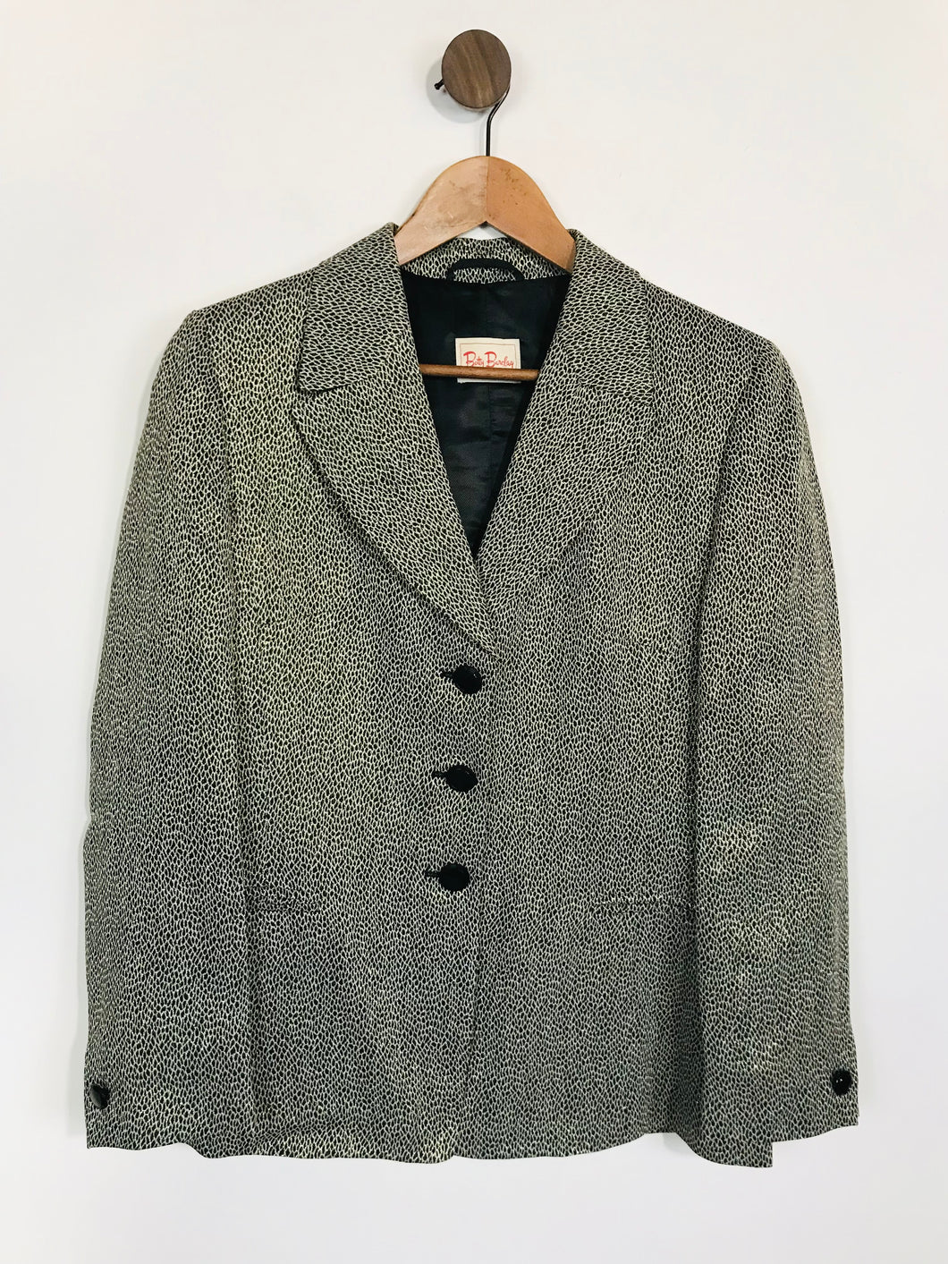 Betty Barclay Women's Leopard Print Boho Suit Jacket | UK12 | Black