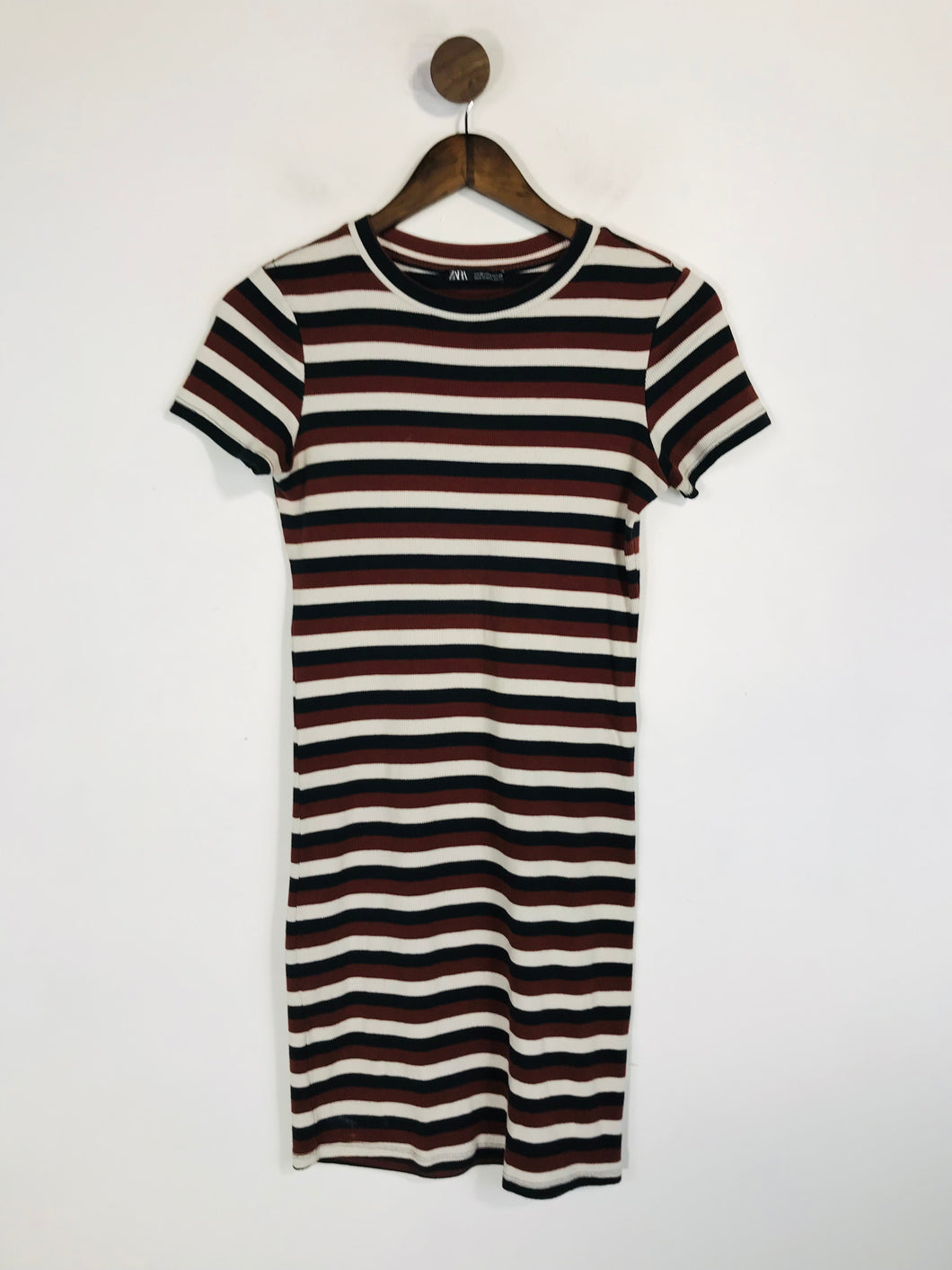 Zara Women's Striped Jersey Bodycon Dress | M UK10-12 | Multicoloured
