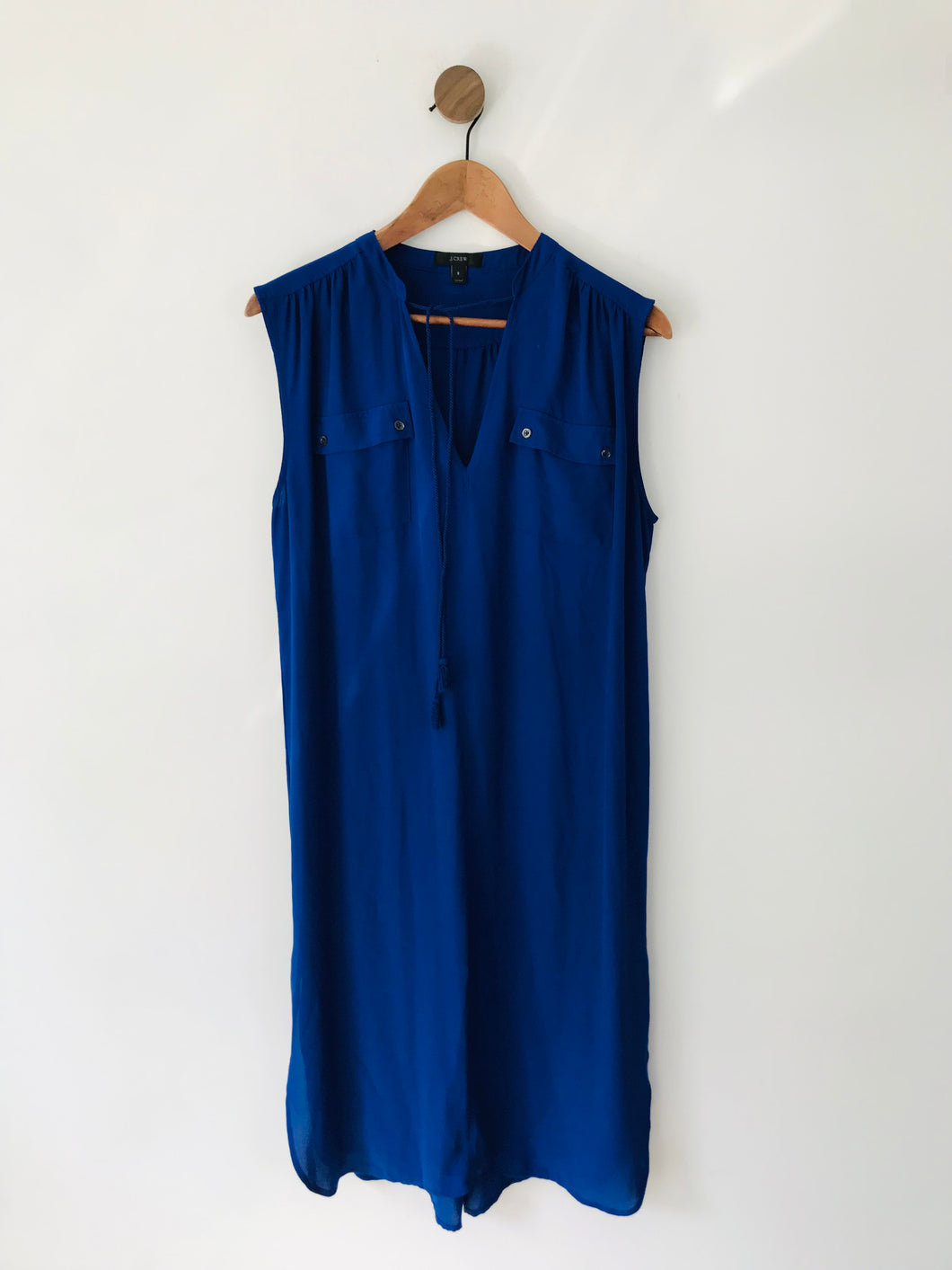 J.Crew Women's Sleeveless V-Neck Midi Dress | S UK8-10 | Blue
